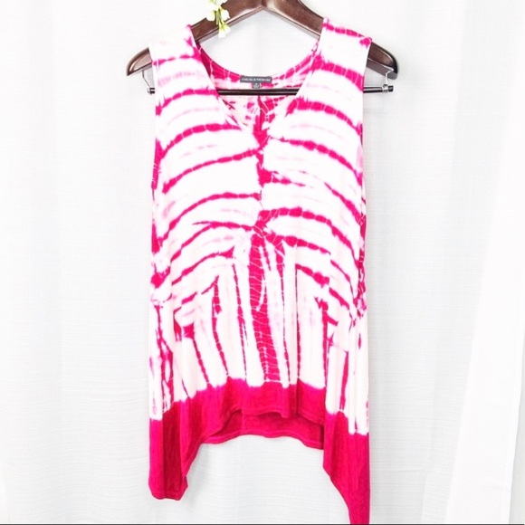 Chelsea &Theodore•pink white tie dye oversized tank tunic medium - Picture 1 of 7